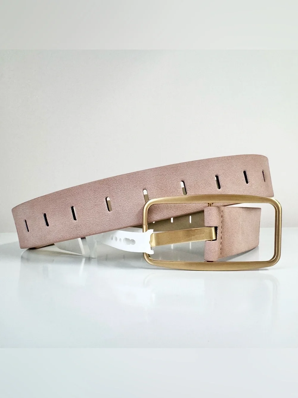 Time and Tru Slotted Faux Suede Belt Blush NWT